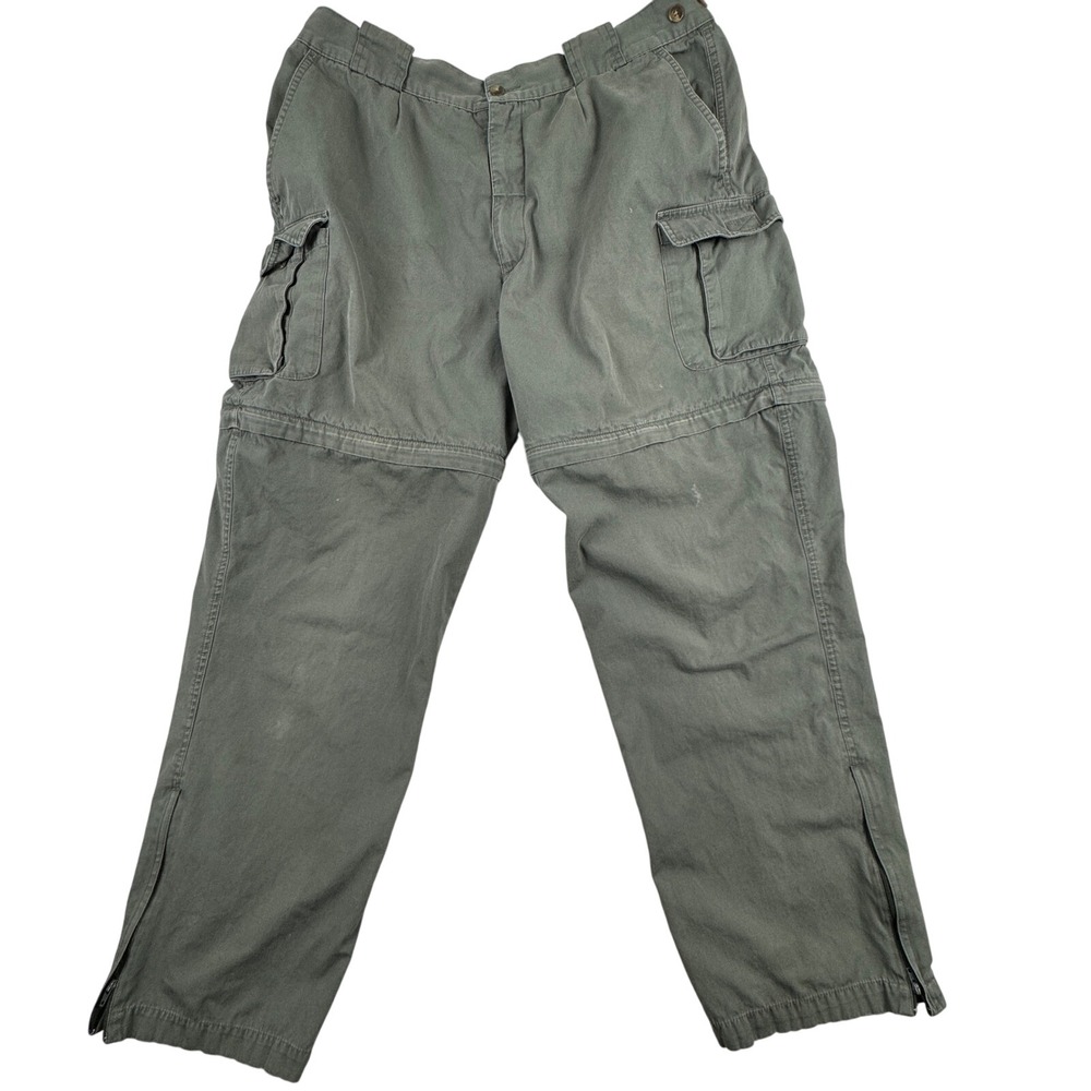 Vintage‎ TravelSmith Convertible Cargo Pants Olive Green Zip Off Y2K Mens 38x32